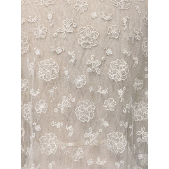 Amber Shu White Floral Lace Fringe Open Top sz L Western Romantic Fairy Bridal - Picture 6 of 11